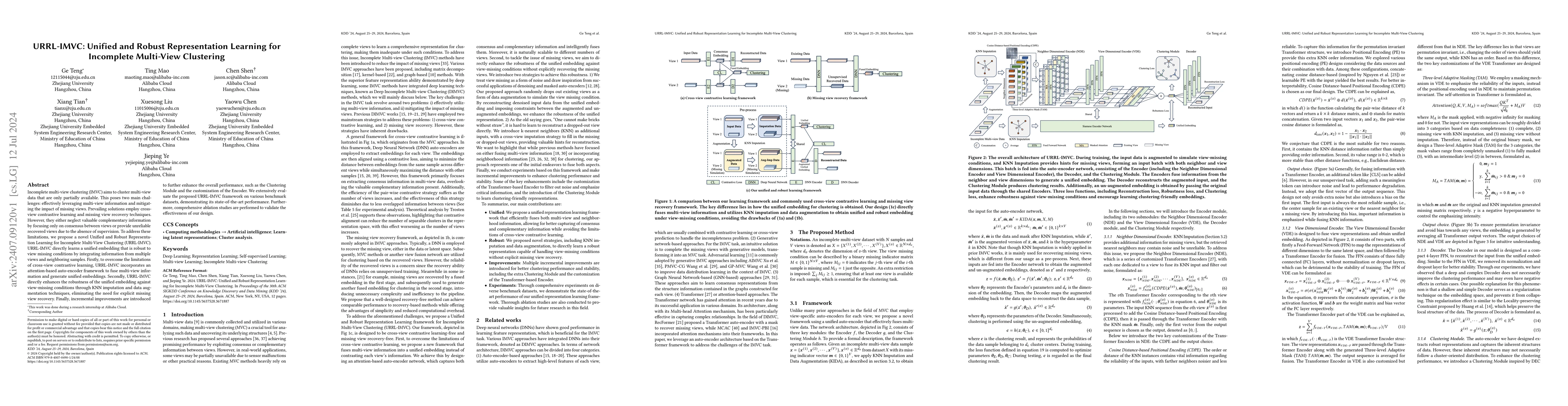 Thumbnail for URRL-IMVC: Unified and Robust Representation Learning for Incomplete
  Multi-View Clustering