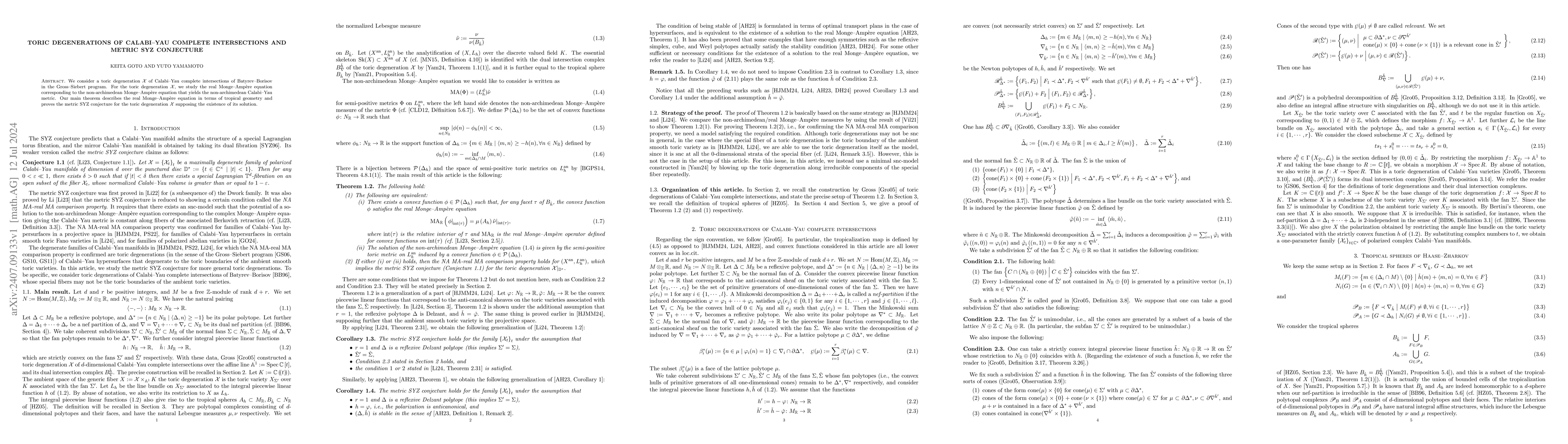 Thumbnail for Toric degenerations of Calabi--Yau complete intersections and metric SYZ
  conjecture