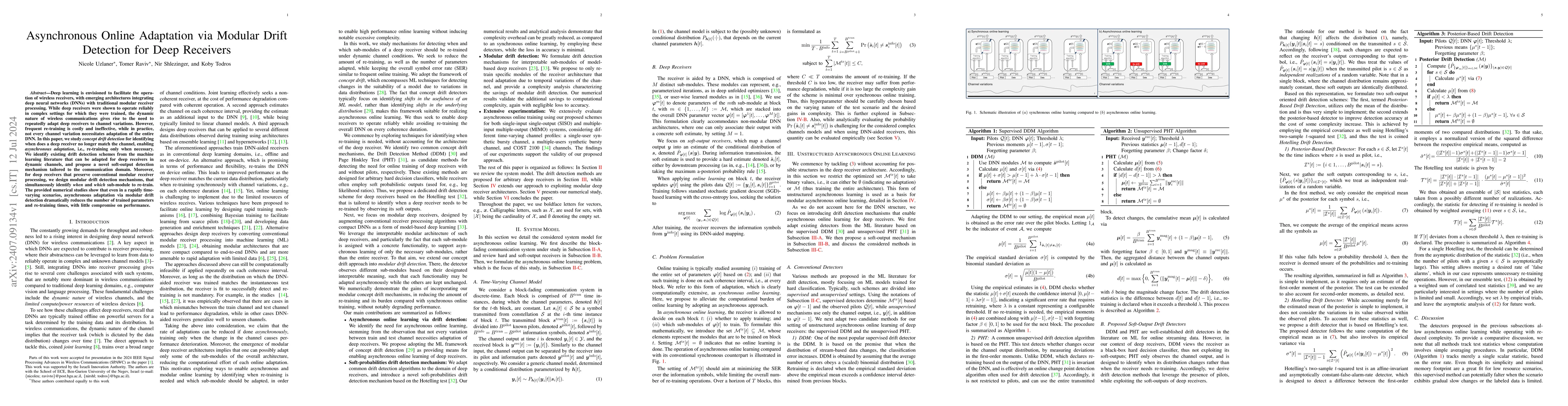 Thumbnail for Asynchronous Online Adaptation via Modular Drift Detection for Deep
  Receivers