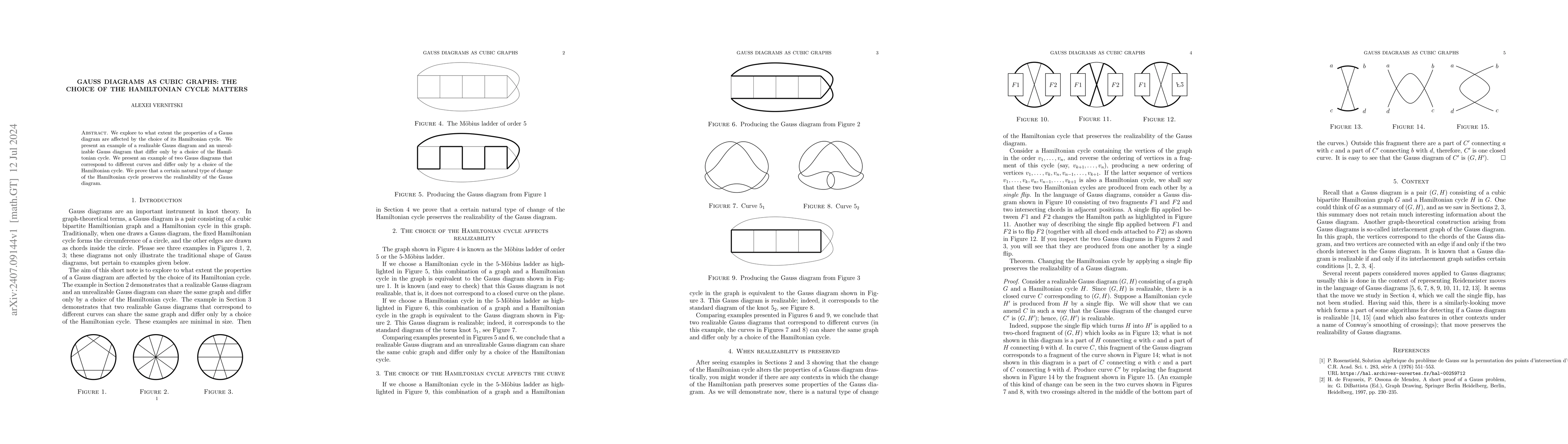 Thumbnail for Gauss diagrams as cubic graphs: The choice of the Hamiltonian cycle
  matters
