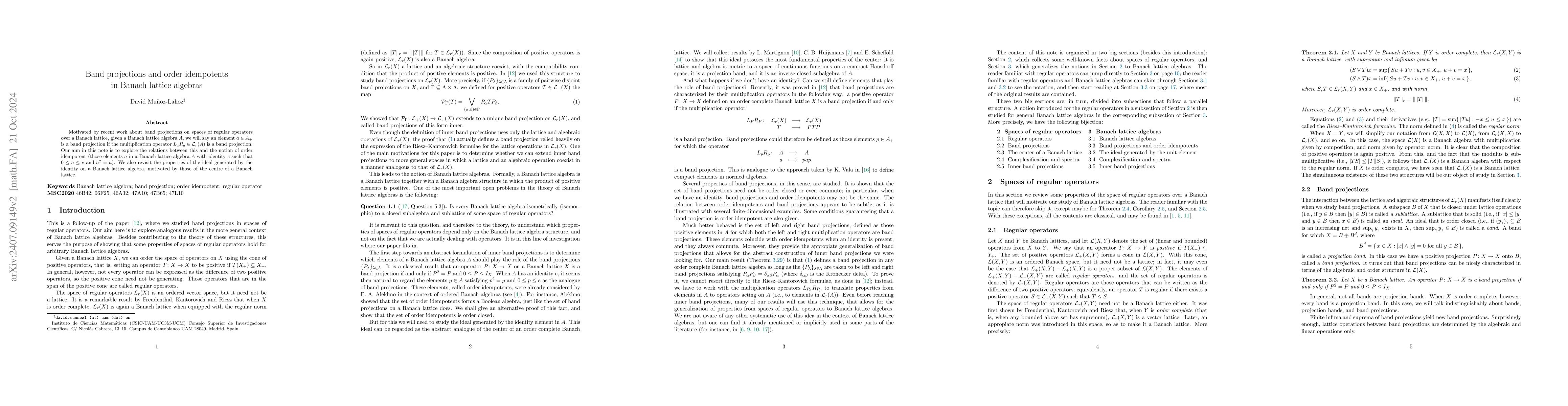 Thumbnail for Band projections and order idempotents in Banach lattice algebras