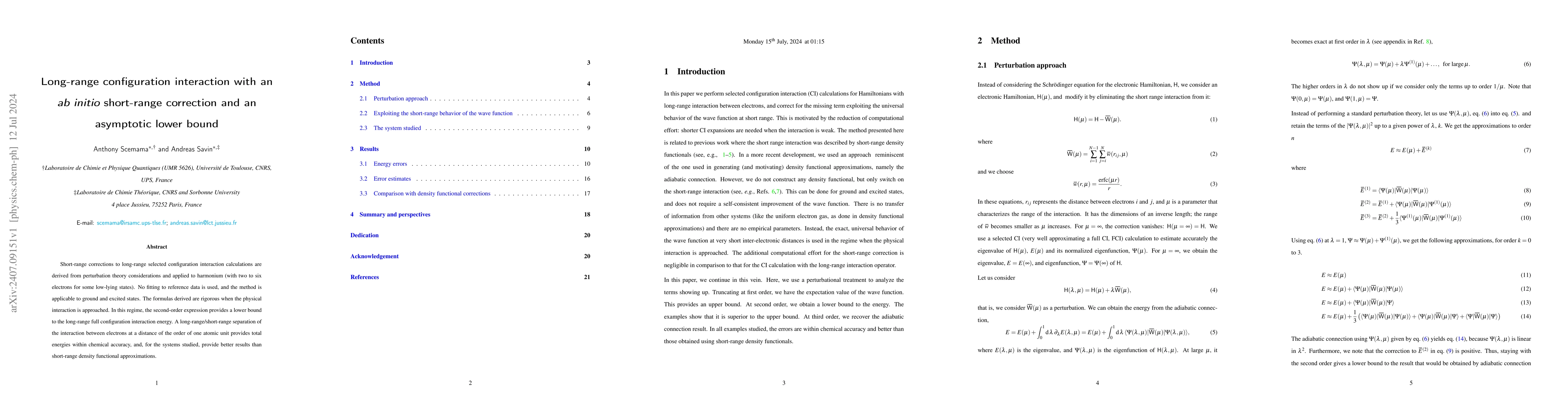Thumbnail for Long-range configuration interaction with an ab initio short-range
  correction and an asymptotic lower bound