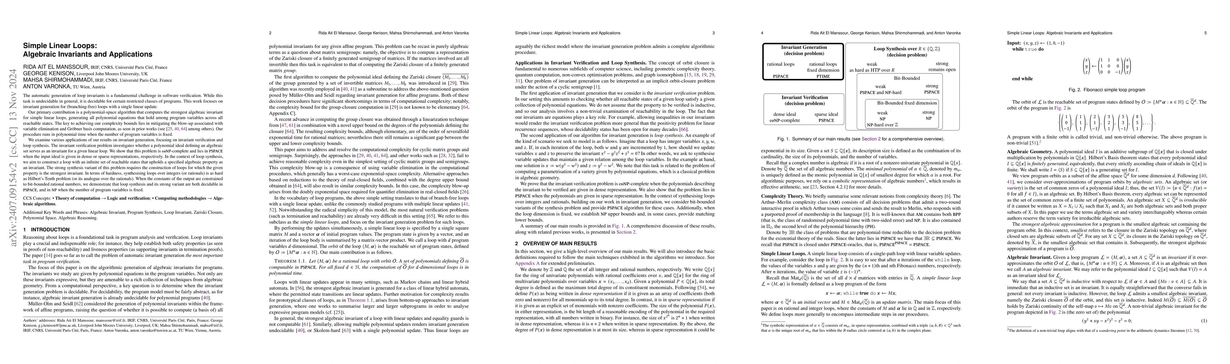 Thumbnail for Simple Linear Loops: Algebraic Invariants and Applications