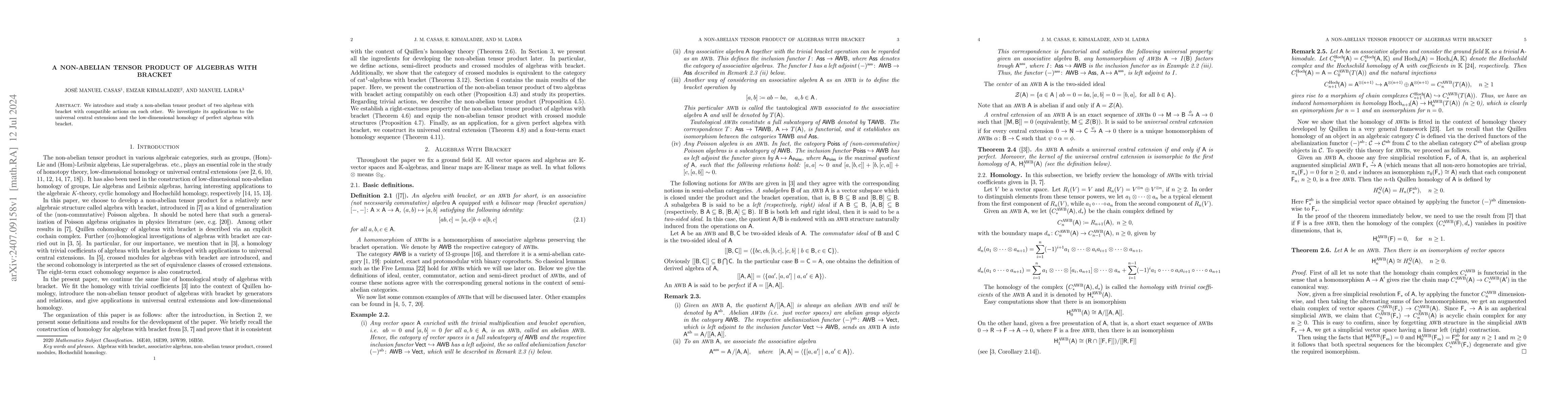 Thumbnail for A non-abelian tensor product of algebras with bracket