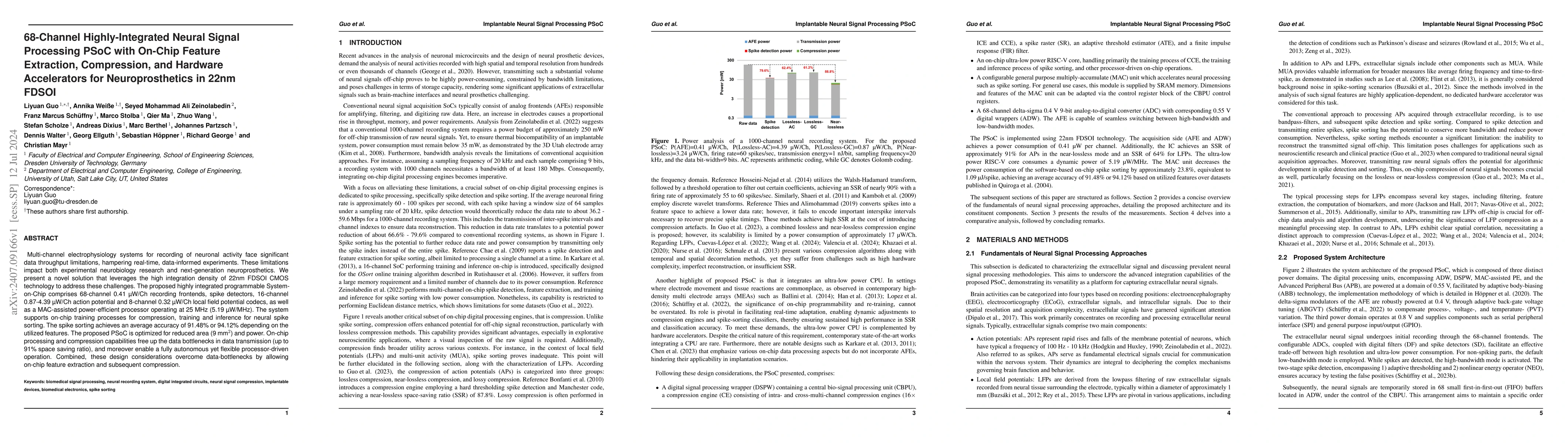 Thumbnail for 68-Channel Highly-Integrated Neural Signal Processing PSoC with On-Chip
  Feature Extraction, Compression, and Hardware Accelerators for
  Neuroprosthetics in 22nm FDSOI