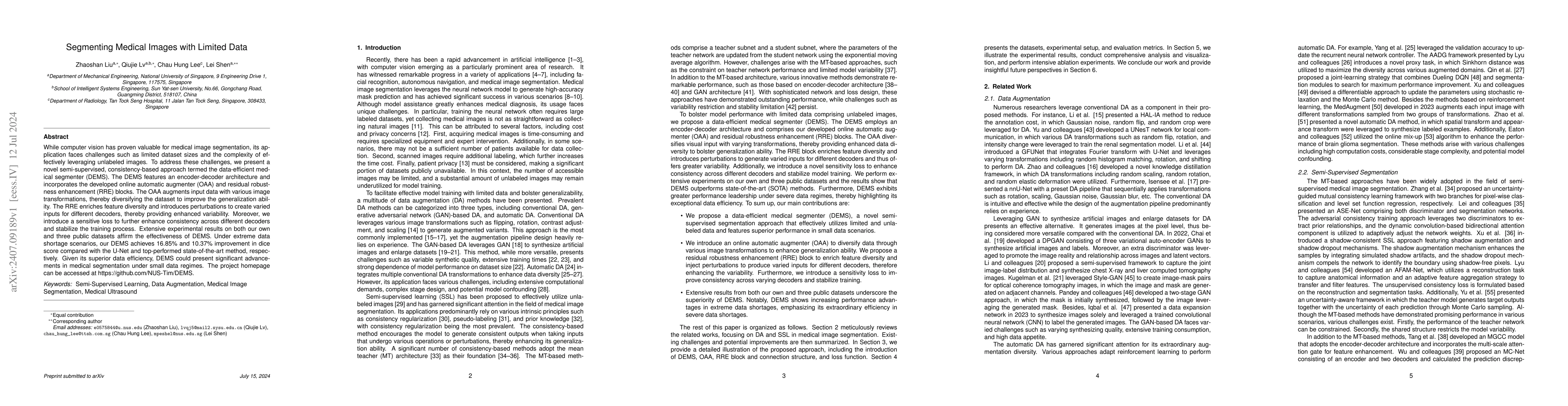Thumbnail for Segmenting Medical Images with Limited Data