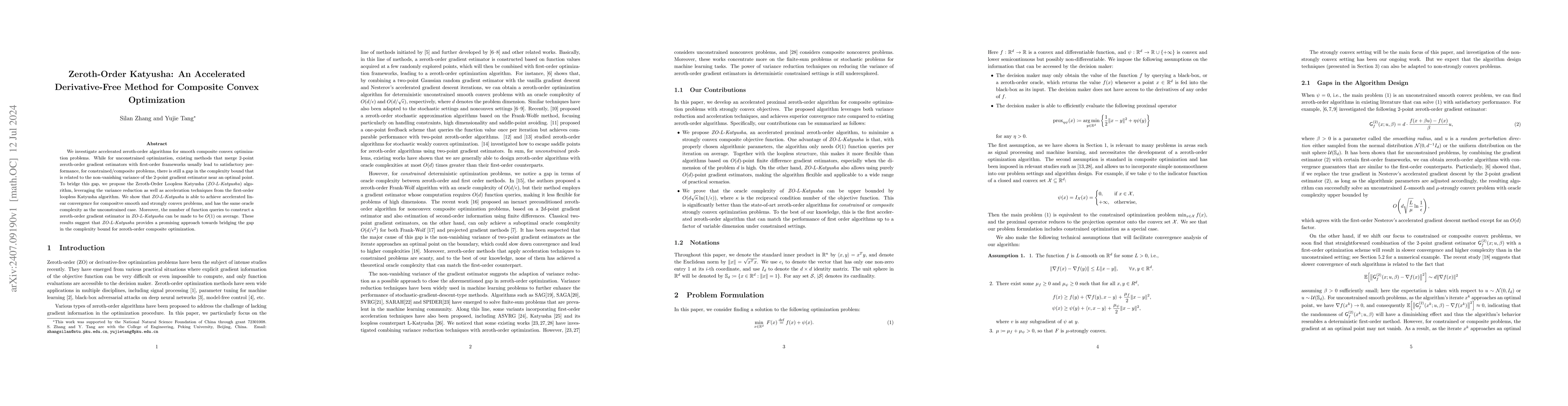 Thumbnail for Zeroth-Order Katyusha: An Accelerated Derivative-Free Method for
  Composite Convex Optimization