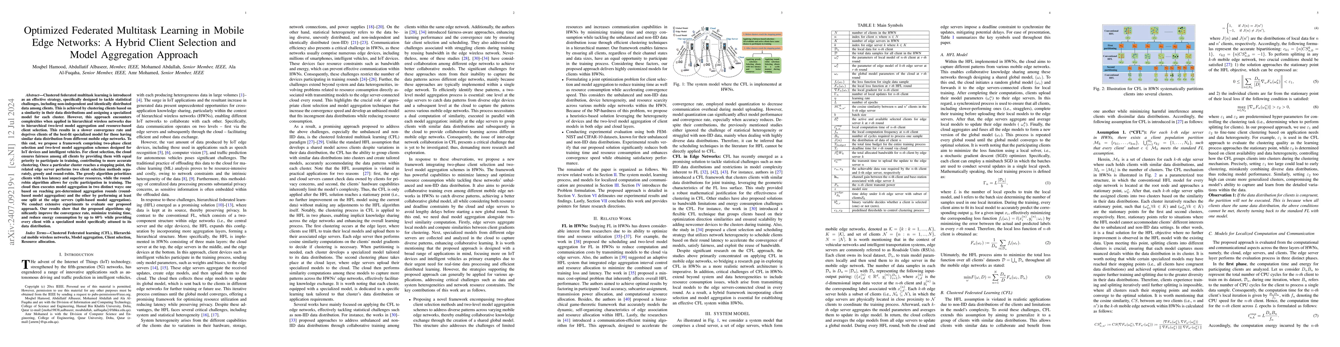 Thumbnail for Optimized Federated Multitask Learning in Mobile Edge Networks: A Hybrid
  Client Selection and Model Aggregation Approach