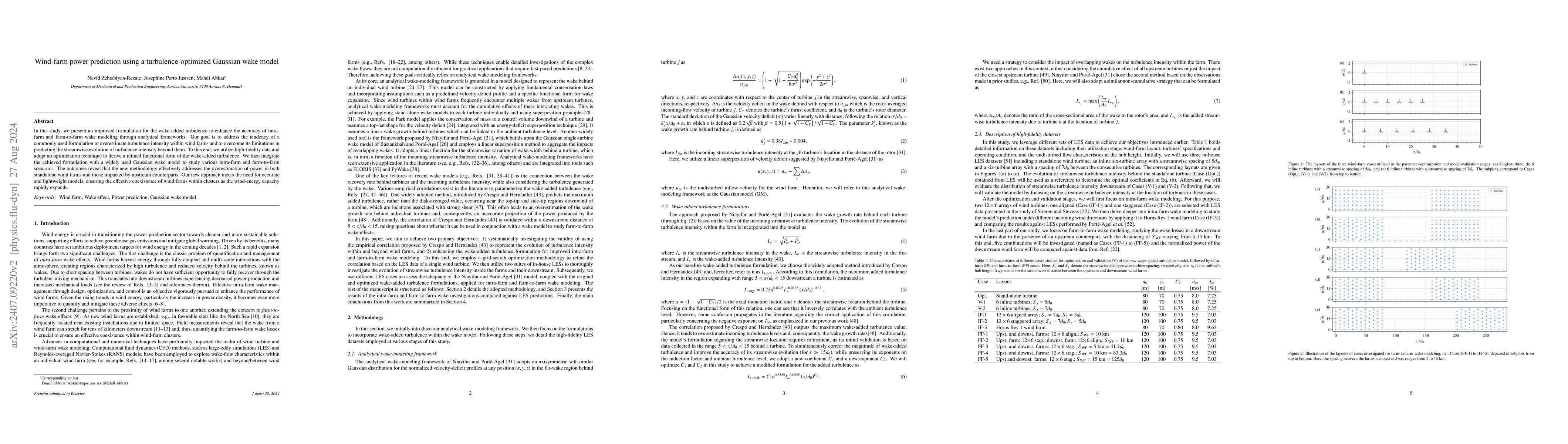 Thumbnail for Wind-farm power prediction using a turbulence-optimized Gaussian wake
  model
