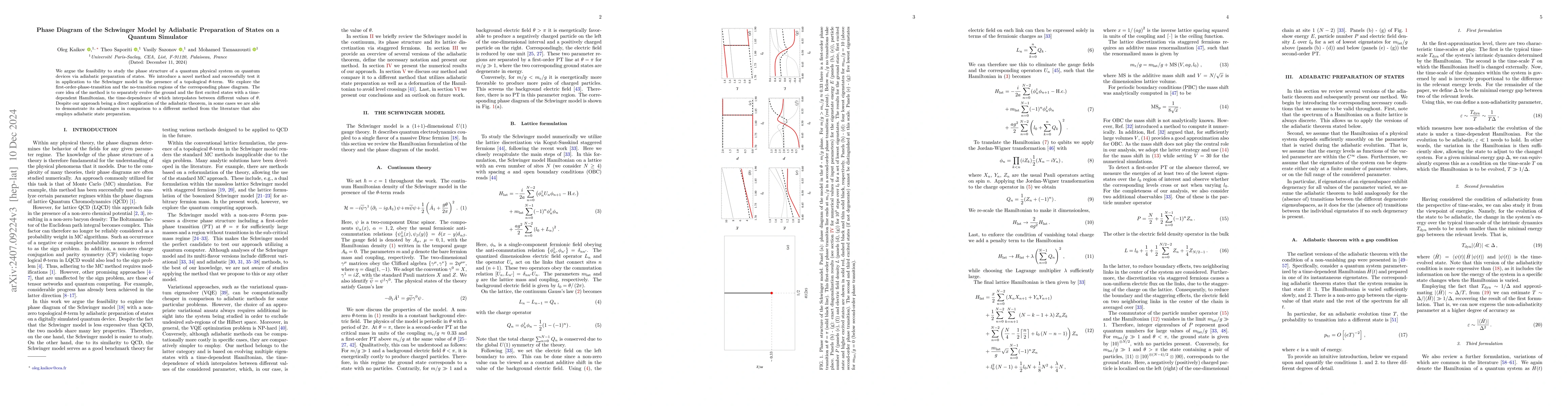 Thumbnail for Phase Diagram of the Schwinger Model by Adiabatic Preparation of States
  on a Quantum Simulator