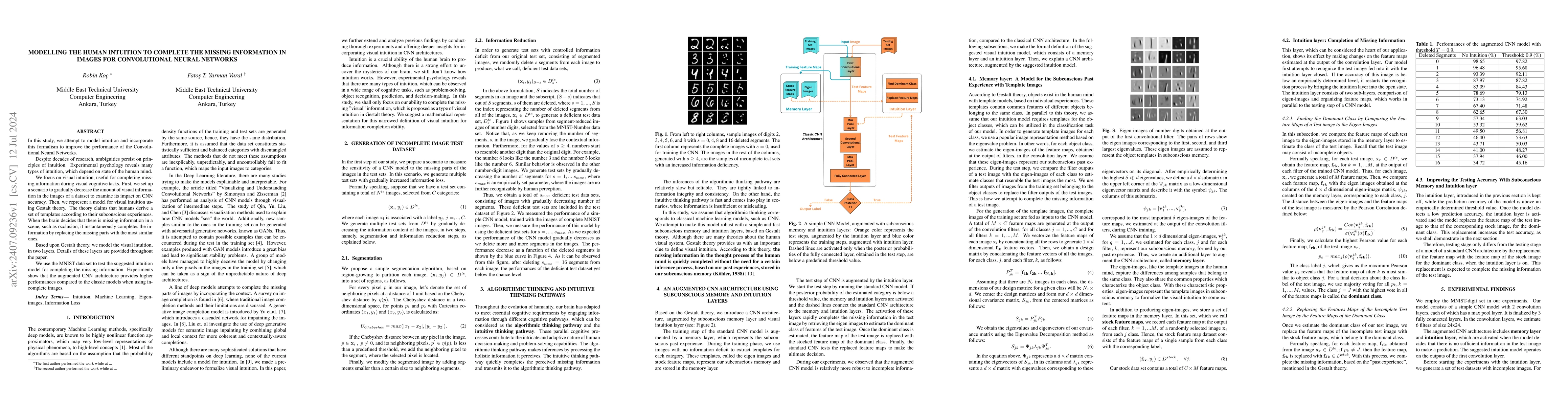 Thumbnail for Modelling the Human Intuition to Complete the Missing Information in
  Images for Convolutional Neural Networks