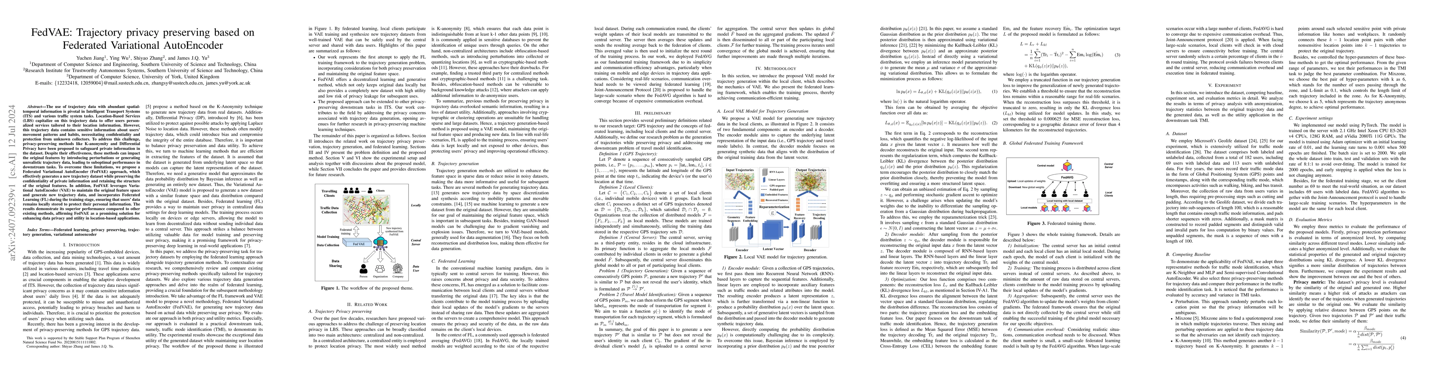 Thumbnail for FedVAE: Trajectory privacy preserving based on Federated Variational
  AutoEncoder