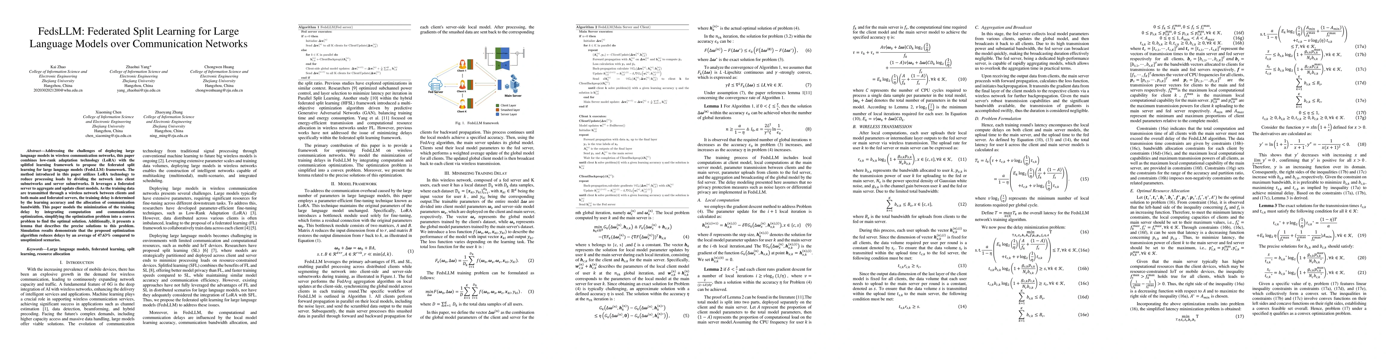 Thumbnail for FedsLLM: Federated Split Learning for Large Language Models over
  Communication Networks