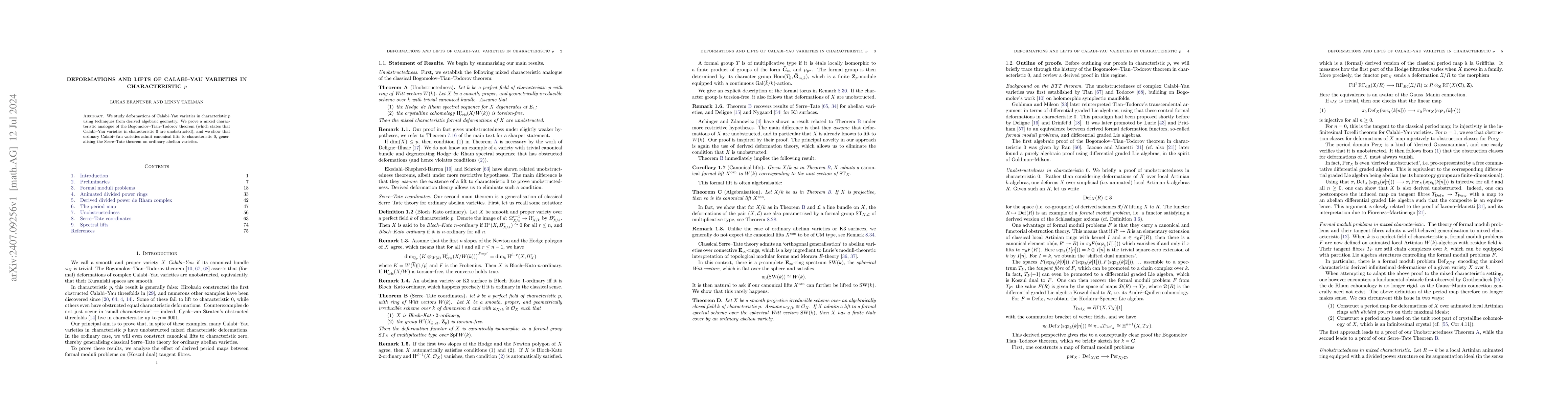 Thumbnail for Deformations and Lifts of Calabi-Yau Varieties in Characteristic $p$