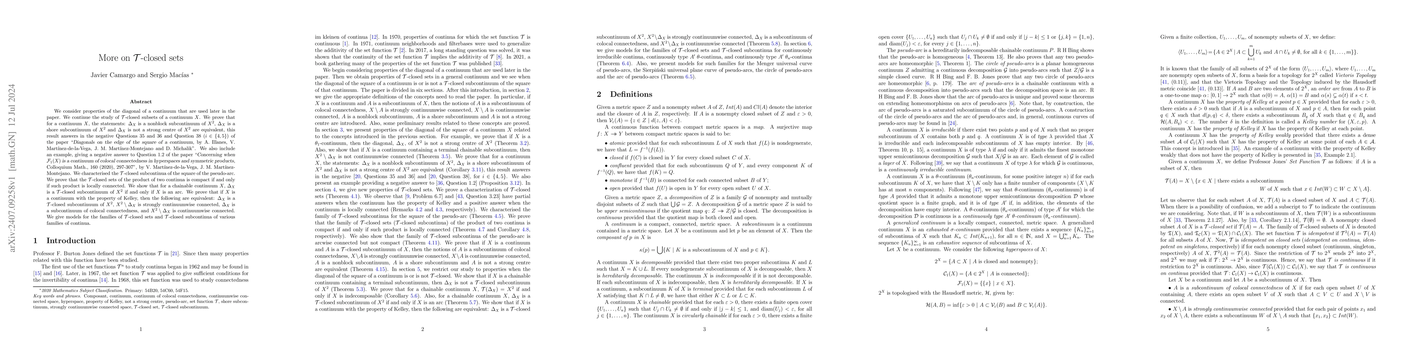 Thumbnail for More on $\mathcal{T}$-closed sets