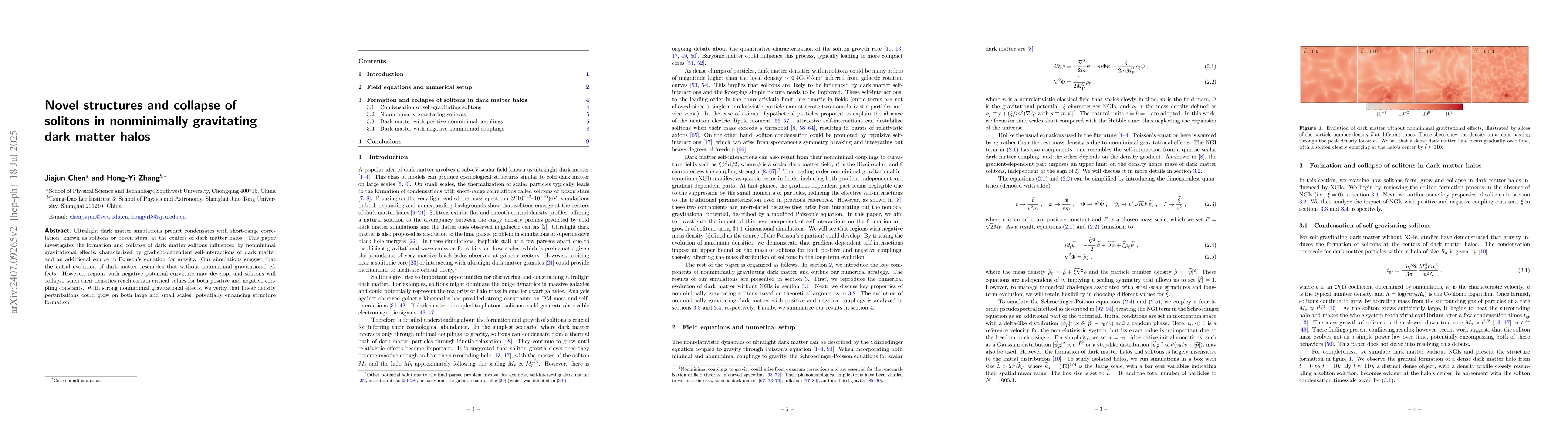 Thumbnail for Novel structures and collapse of solitons in nonminimally gravitating
  dark matter halos