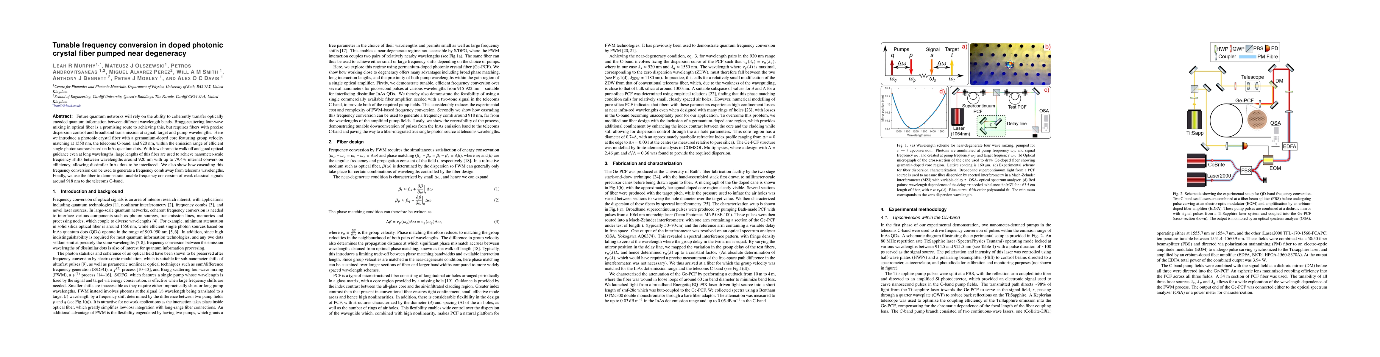 Thumbnail for Tunable frequency conversion in doped photonic crystal fiber pumped near
  degeneracy