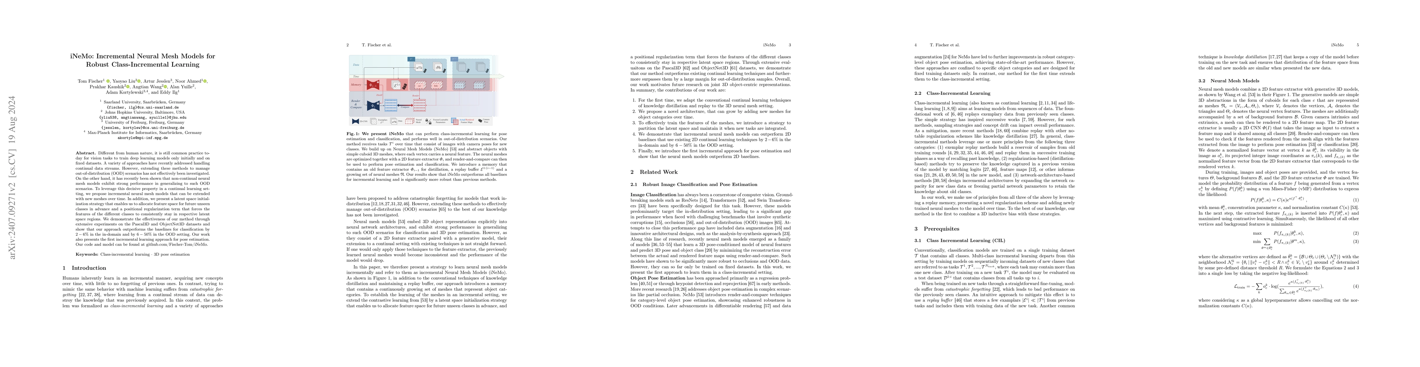 Thumbnail for iNeMo: Incremental Neural Mesh Models for Robust Class-Incremental
  Learning