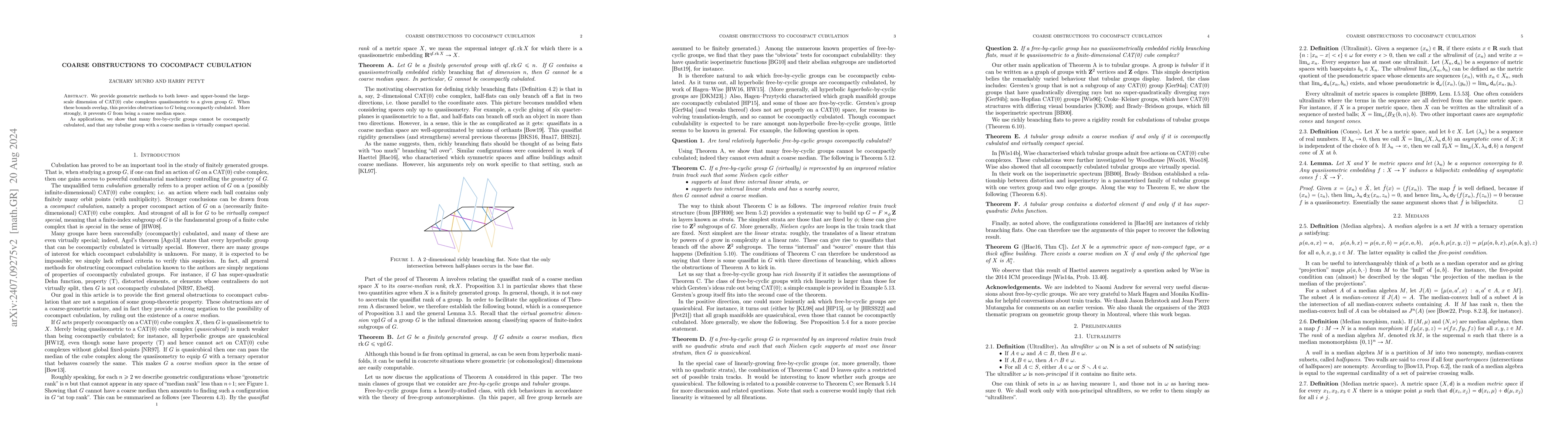 Thumbnail for Coarse obstructions to cocompact cubulation