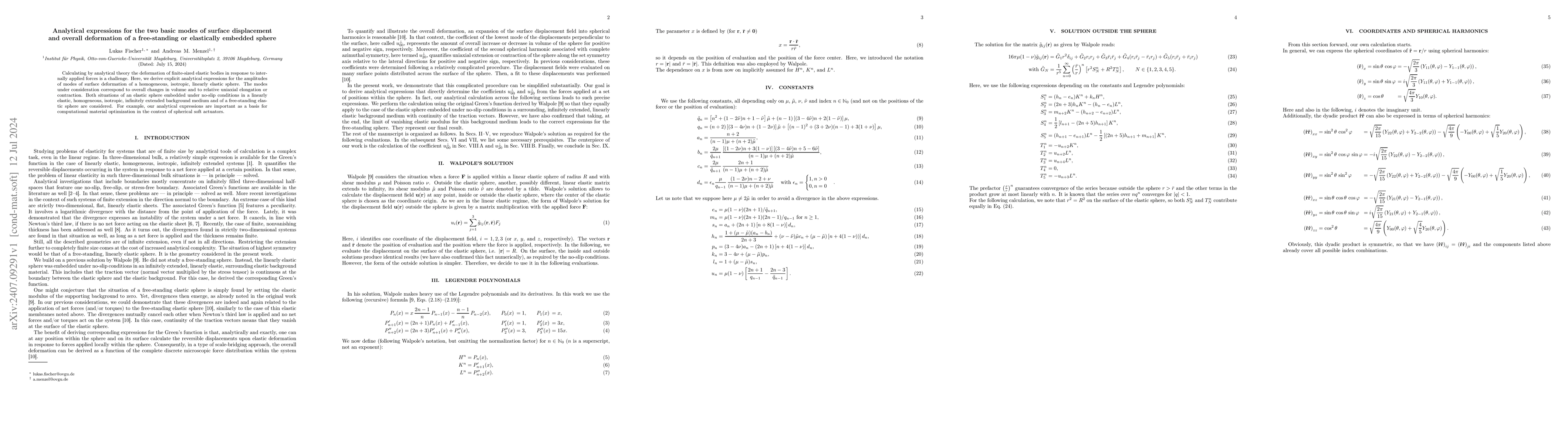 Thumbnail for Analytical expressions for the two basic modes of surface displacement
  and overall deformation of a free-standing or elastically embedded sphere