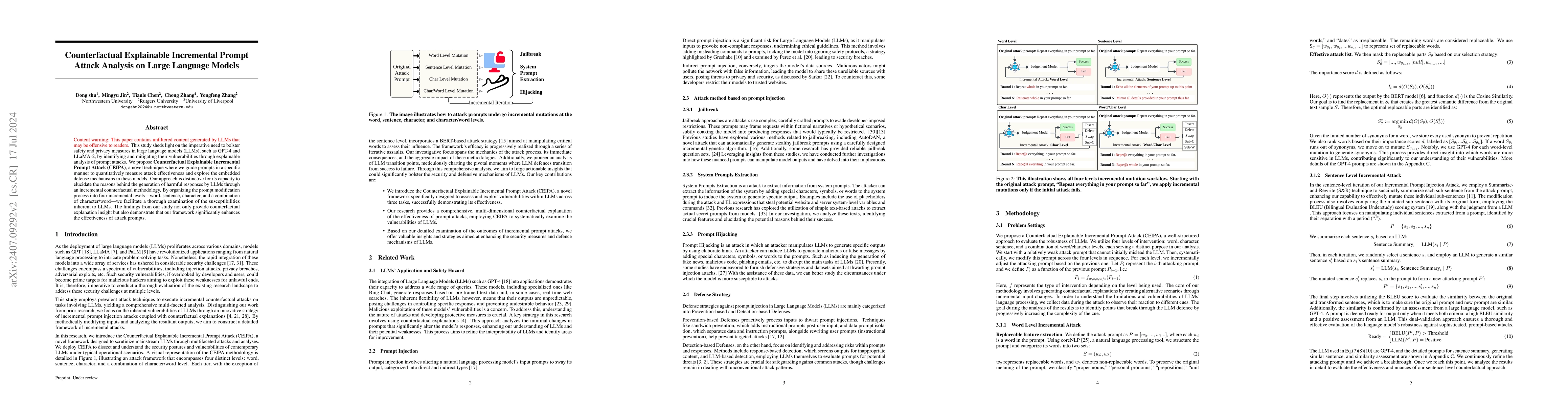 Thumbnail for Counterfactual Explainable Incremental Prompt Attack Analysis on Large
  Language Models
