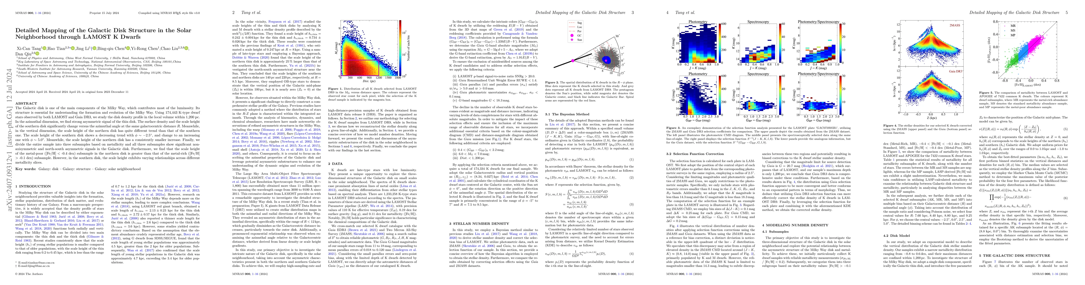 Thumbnail for Detailed Mapping of the Galactic Disk Structure in the Solar
  Neighborhood through LAMOST K Dwarfs