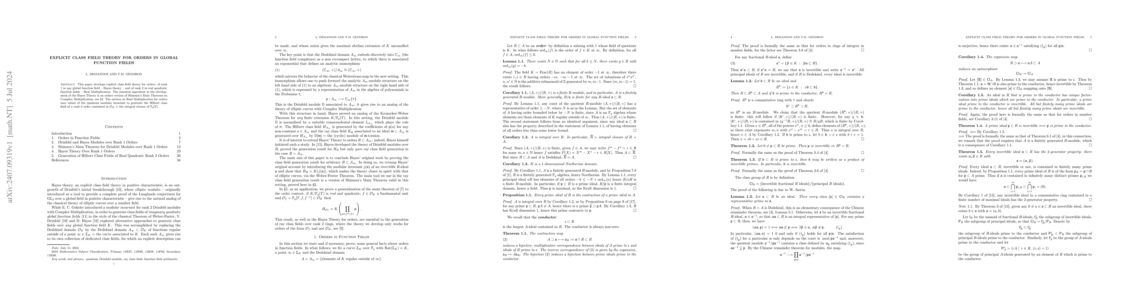 Thumbnail for Explicit Class Field Theory for Orders in Global Function Fields