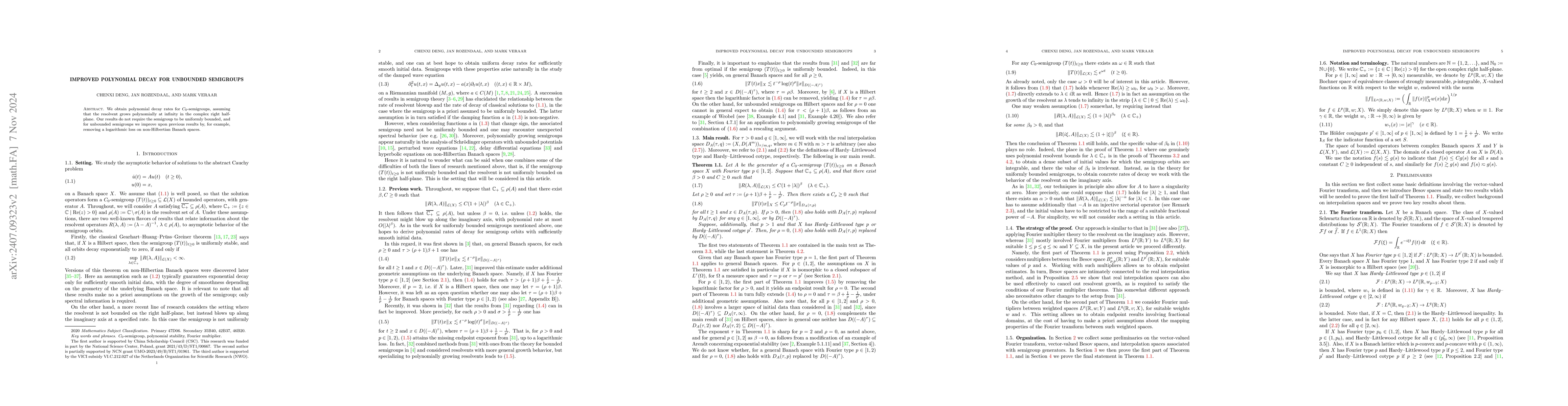 Thumbnail for Improved polynomial decay for unbounded semigroups