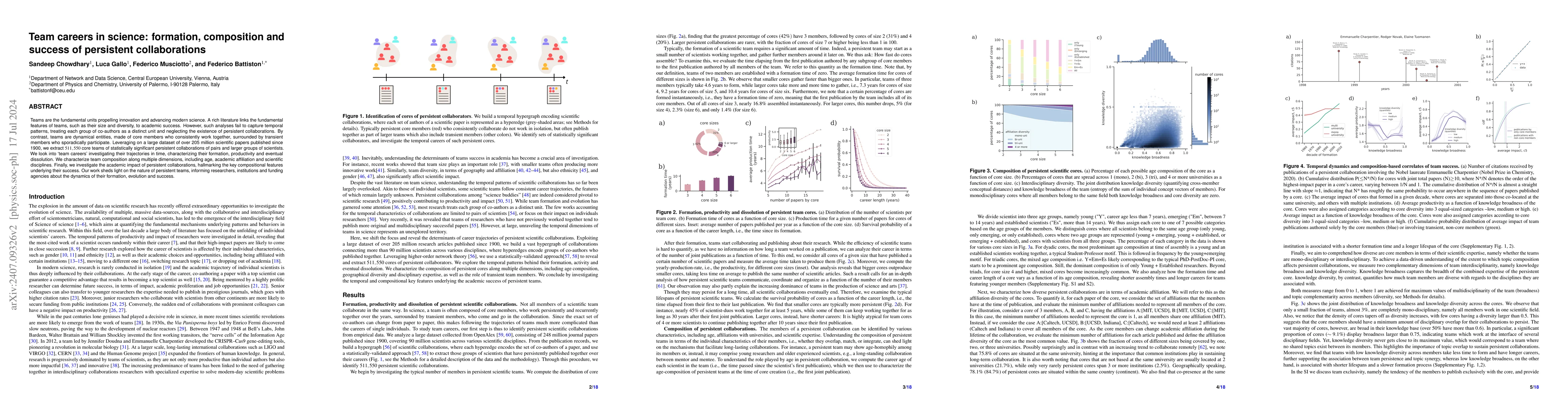 Thumbnail for Team careers in science: formation, composition and success of
  persistent collaborations