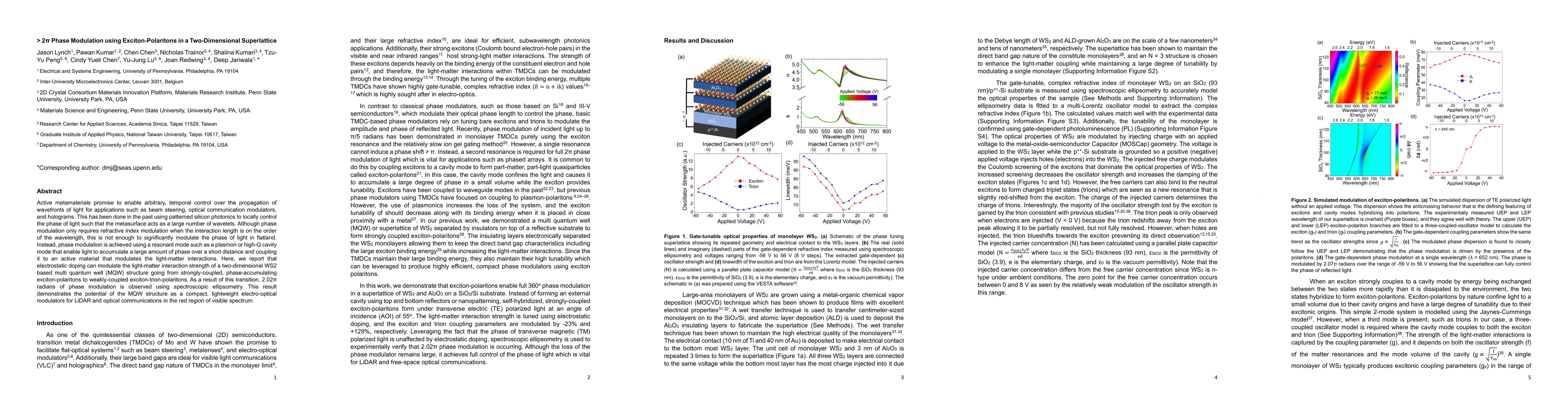 Thumbnail for > 2π Phase Modulation using Exciton-Polaritons in a Two-Dimensional
  Superlattice