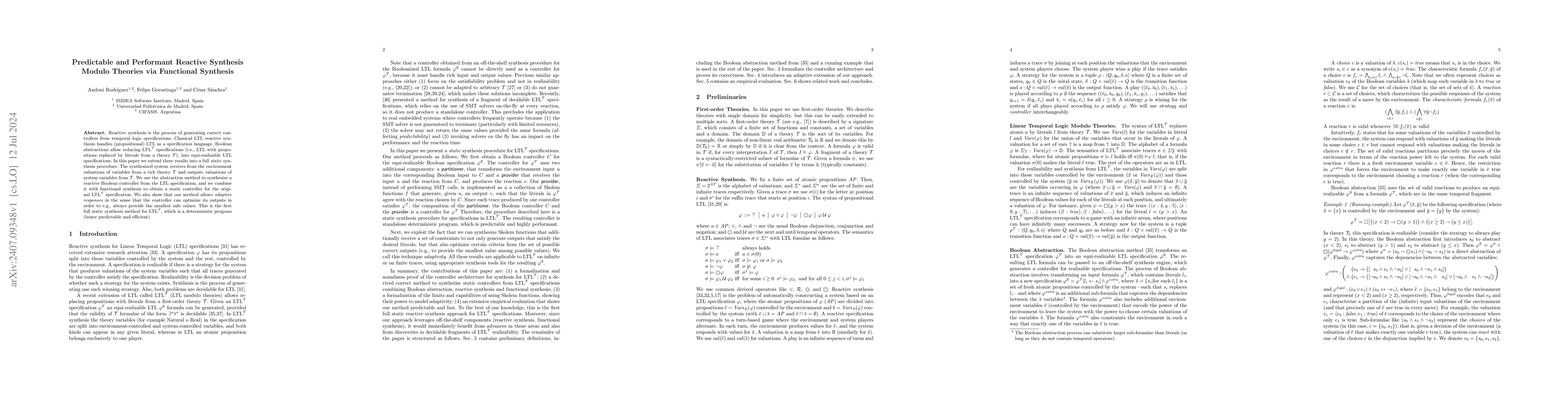 Thumbnail for Predictable and Performant Reactive Synthesis Modulo Theories via
  Functional Synthesis