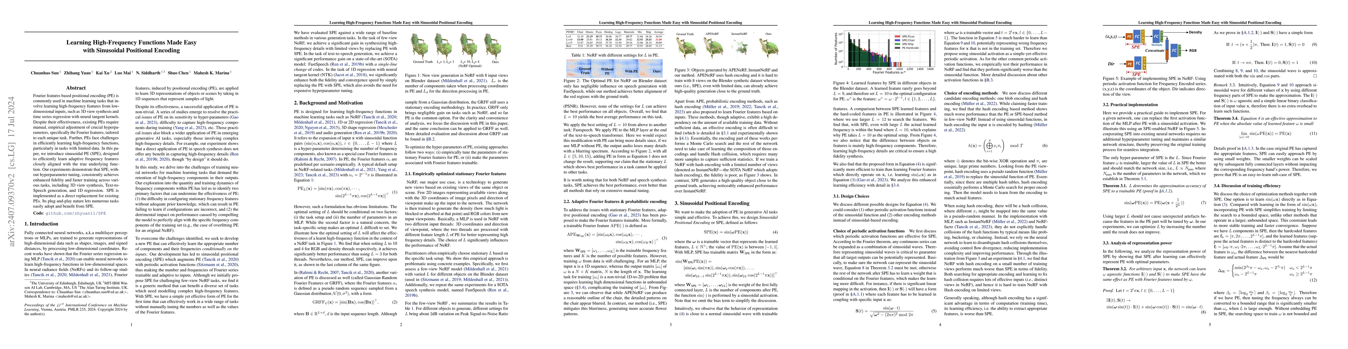 Thumbnail for Learning High-Frequency Functions Made Easy with Sinusoidal Positional
  Encoding