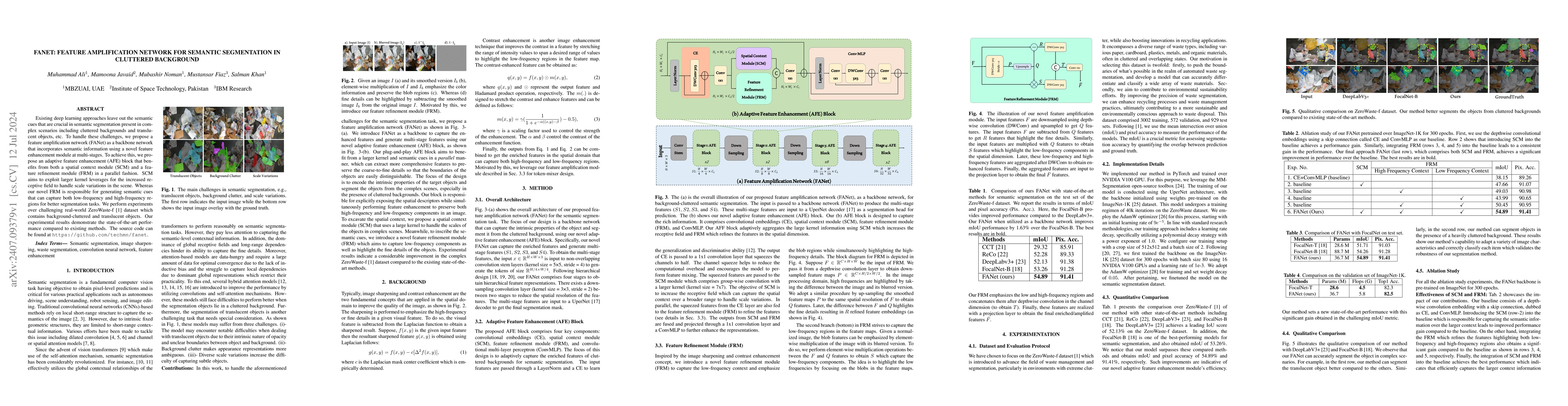 Thumbnail for FANet: Feature Amplification Network for Semantic Segmentation in
  Cluttered Background