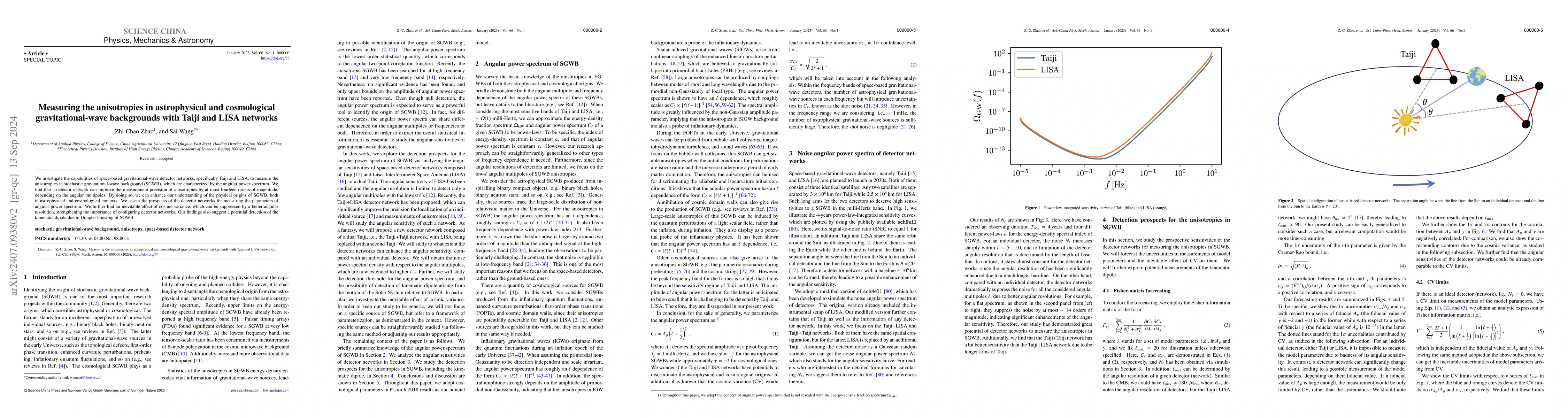 Thumbnail for Measuring the anisotropies in astrophysical and cosmological
  gravitational-wave backgrounds with Taiji and LISA networks