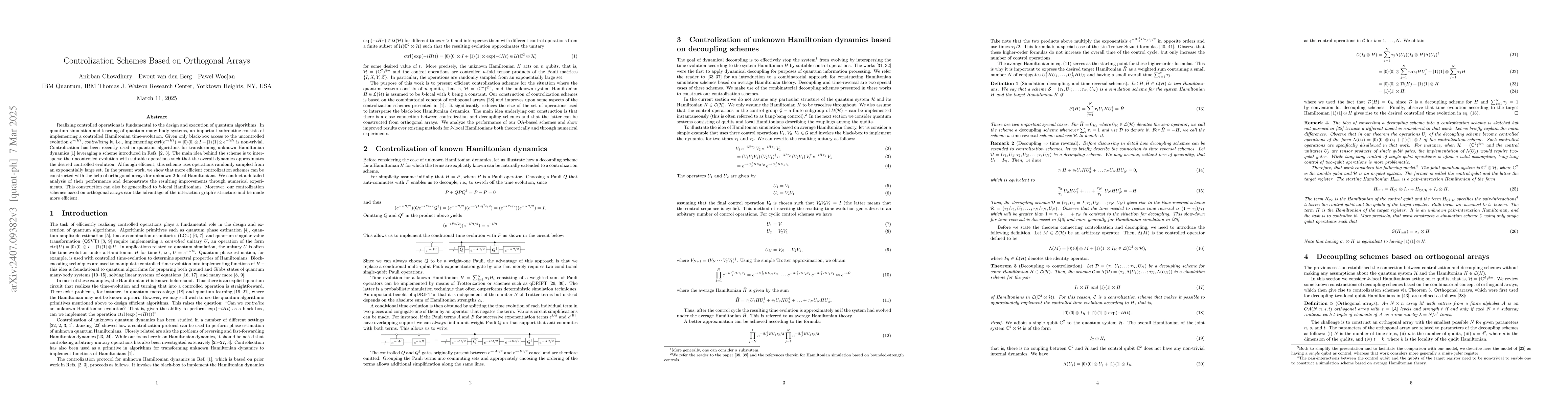 Thumbnail for Controlization Schemes Based on Orthogonal Arrays