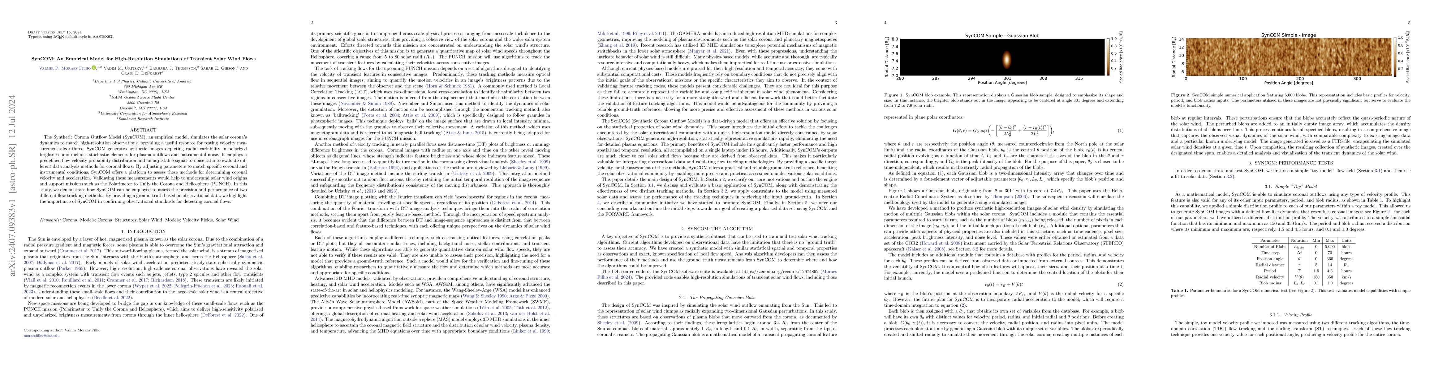 Thumbnail for SynCOM: An Empirical Model for High-Resolution Simulations of Transient
  Solar Wind Flows