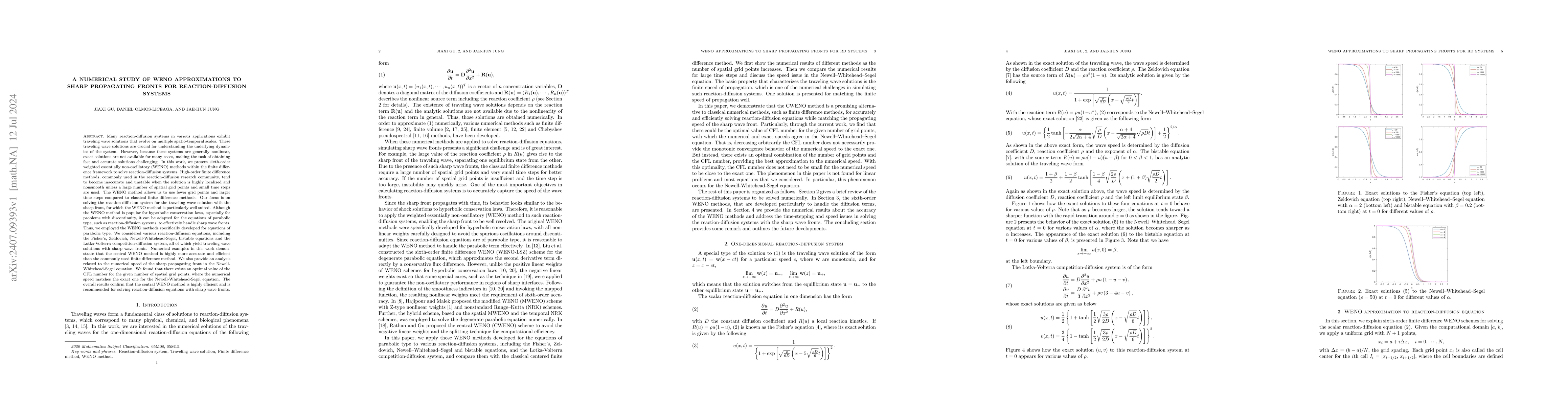 Thumbnail for A Numerical Study of WENO Approximations to Sharp Propagating Fronts for
  Reaction-Diffusion Systems