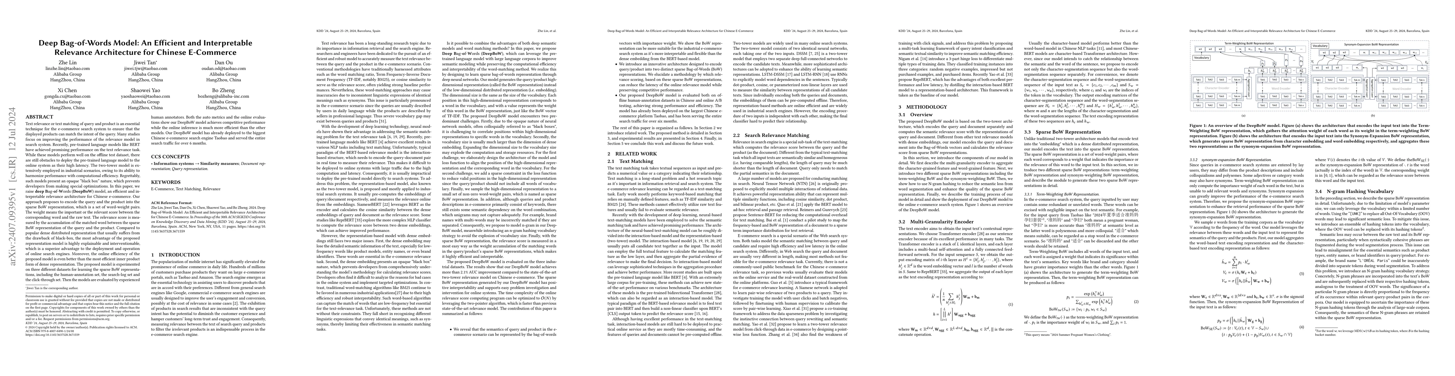 Thumbnail for Deep Bag-of-Words Model: An Efficient and Interpretable Relevance
  Architecture for Chinese E-Commerce