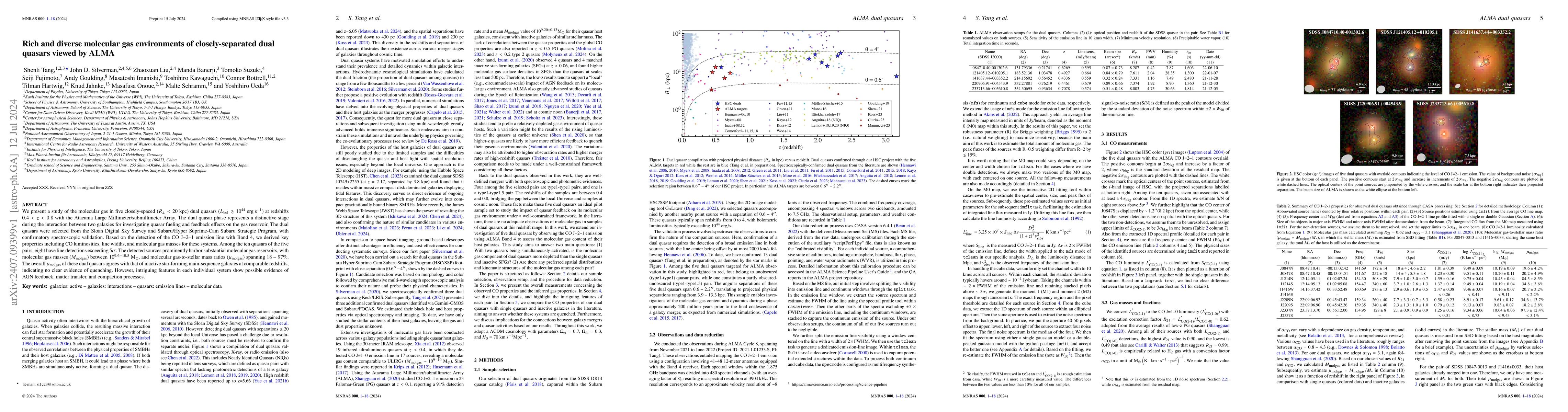 Thumbnail for Rich and diverse molecular gas environments of closely-separated dual
  quasars viewed by ALMA