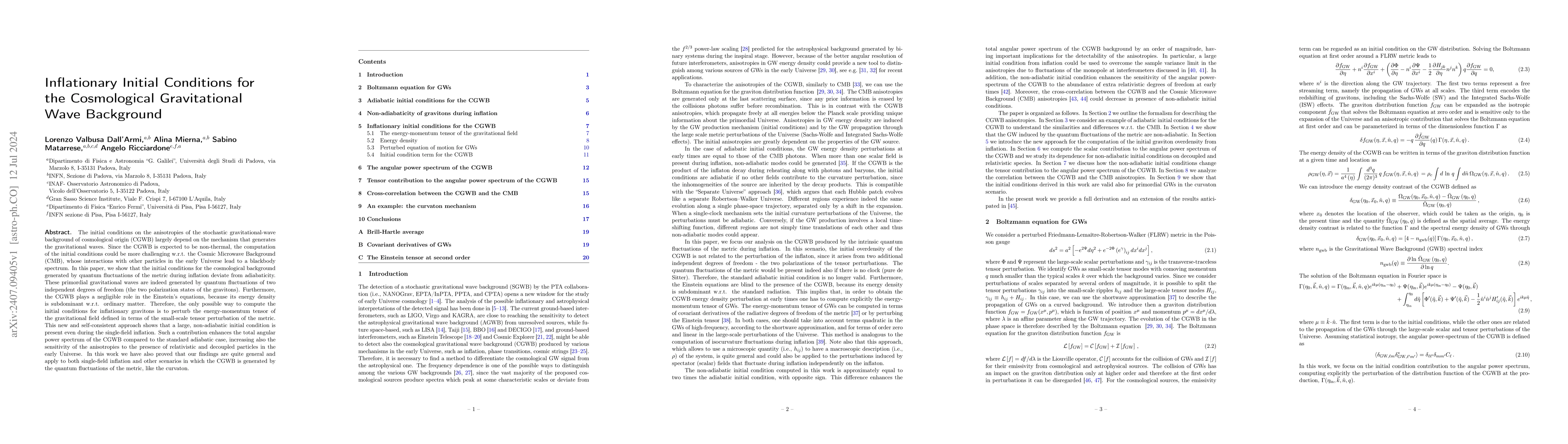 Thumbnail for Inflationary Initial Conditions for the Cosmological Gravitational Wave
  Background