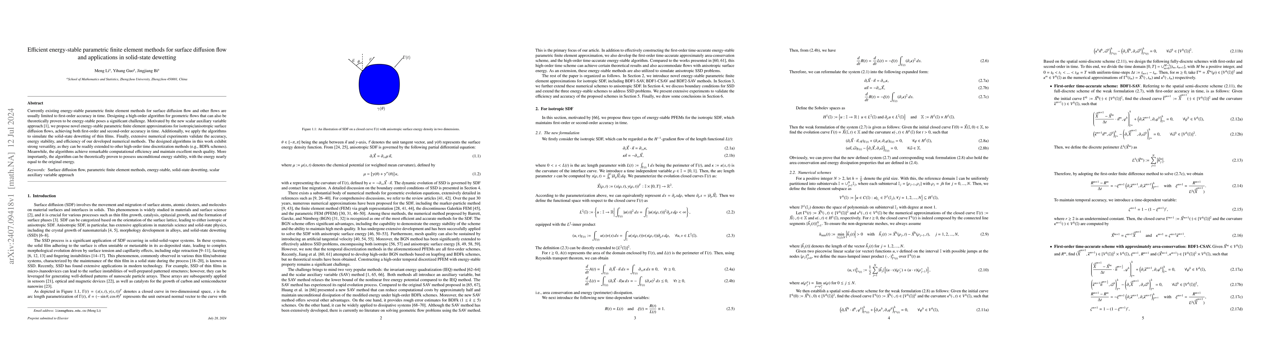 Thumbnail for Efficient energy-stable parametric finite element methods for surface
  diffusion flow and applications in solid-state dewetting
