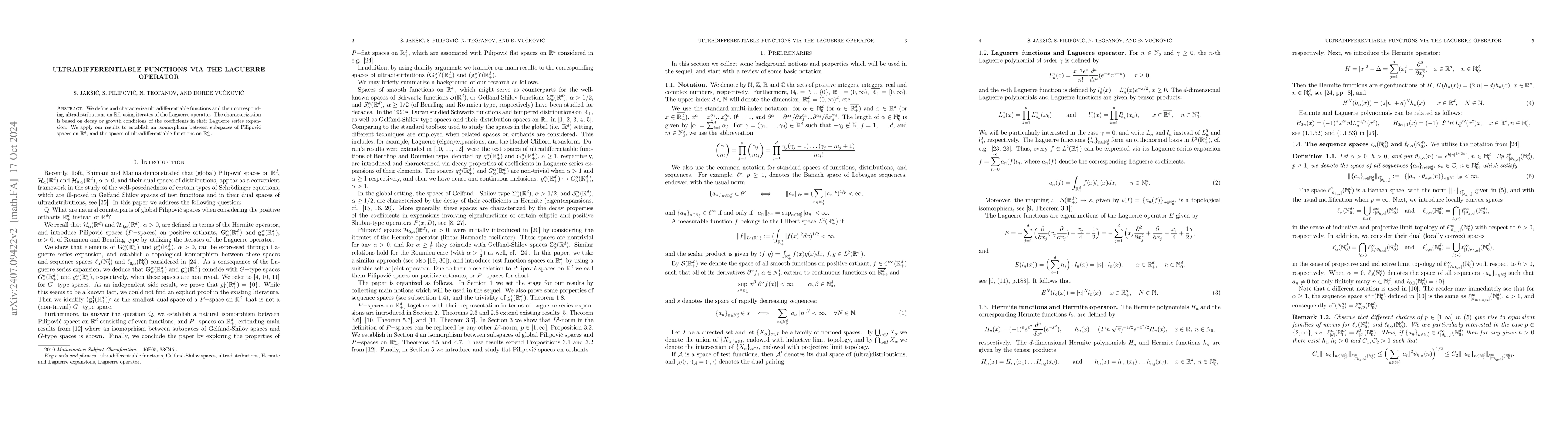 Thumbnail for Ultradifferentiable functions via the Laguerre operator