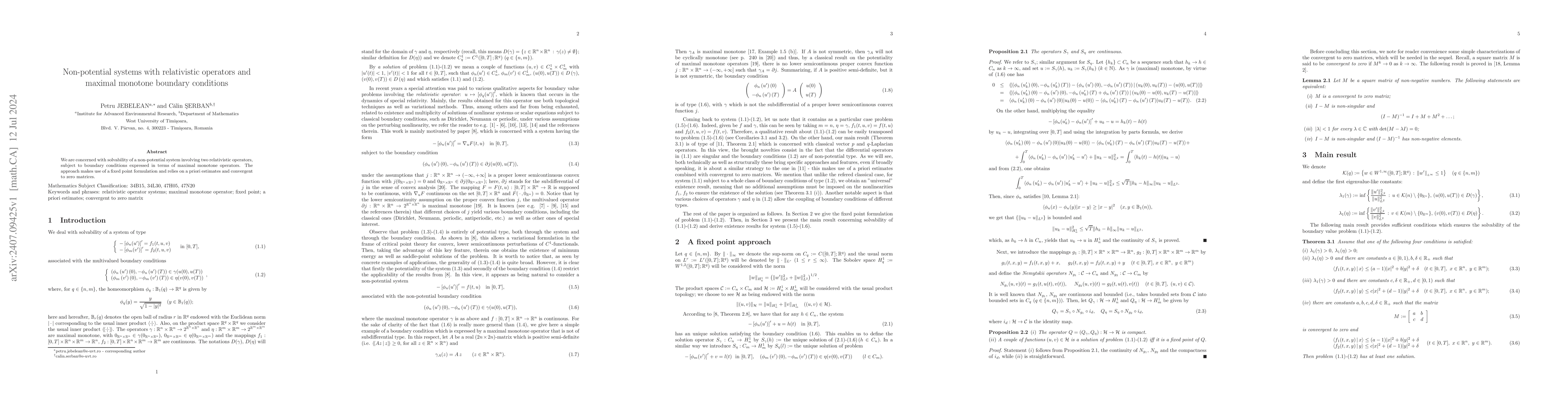 Thumbnail for Non-potential systems with relativistic operators and maximal monotone
  boundary conditions