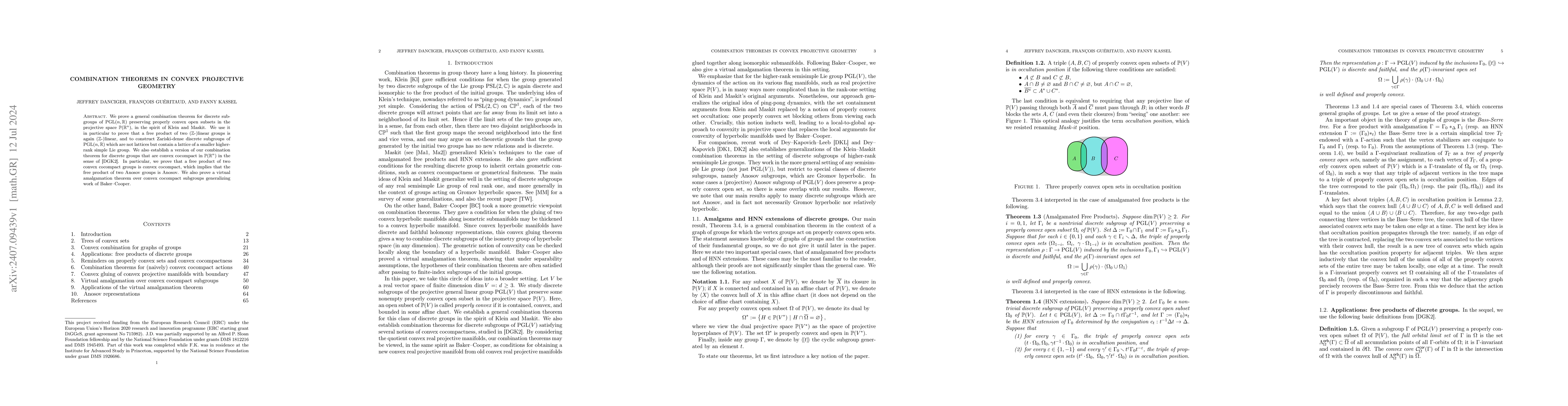 Thumbnail for Combination theorems in convex projective geometry