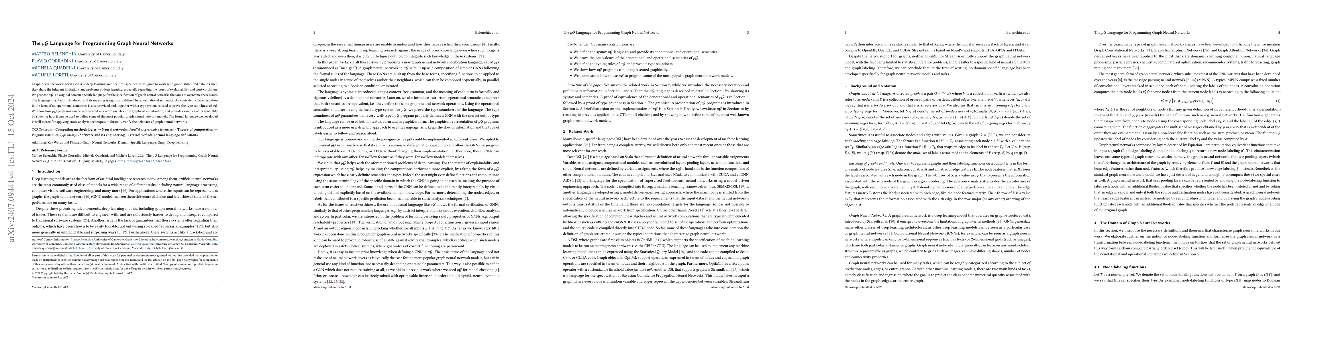 Thumbnail for The $μ\mathcal{G}$ Language for Programming Graph Neural Networks