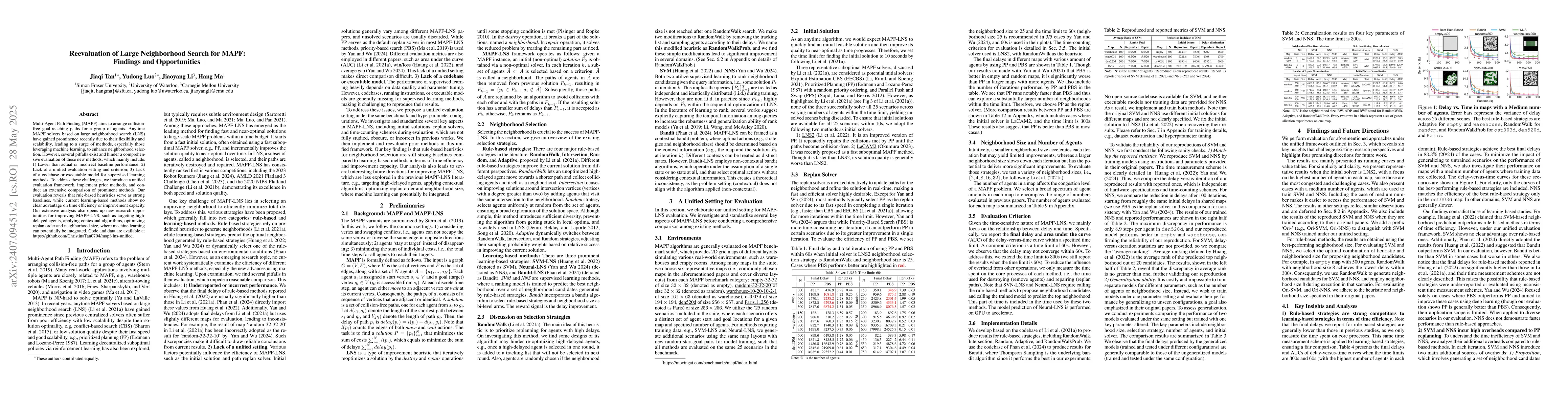 Thumbnail for Reevaluation of Large Neighborhood Search for MAPF: Findings and
  Opportunities