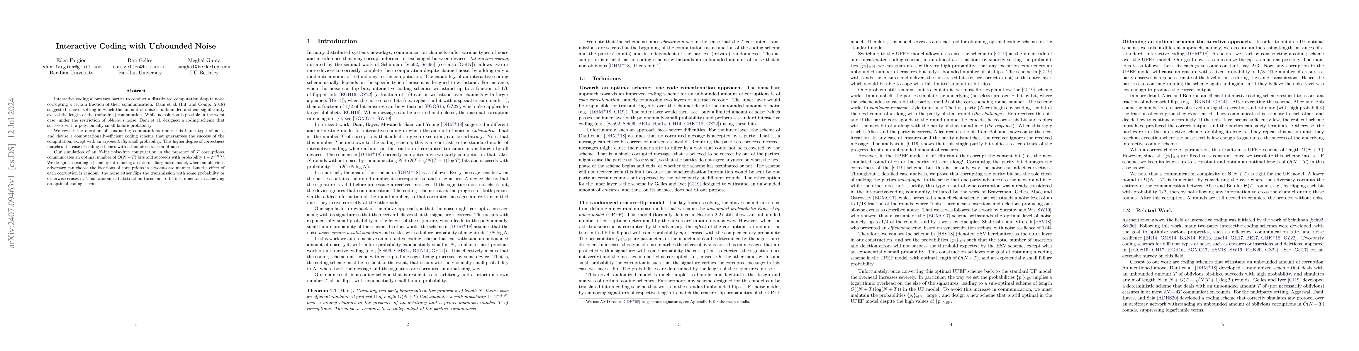 Thumbnail for Interactive Coding with Unbounded Noise