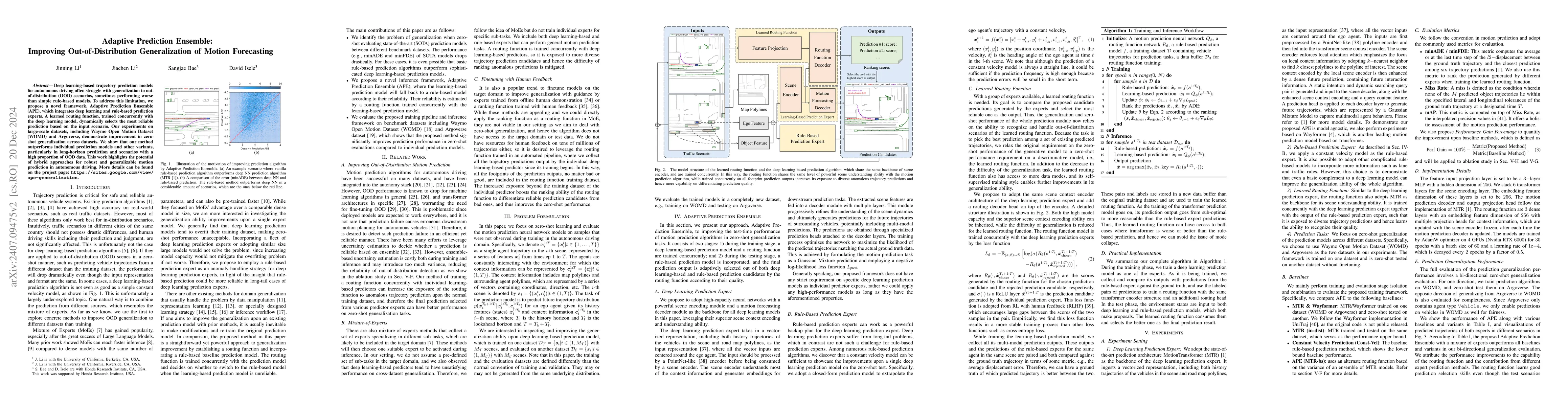Thumbnail for Adaptive Prediction Ensemble: Improving Out-of-Distribution
  Generalization of Motion Forecasting
