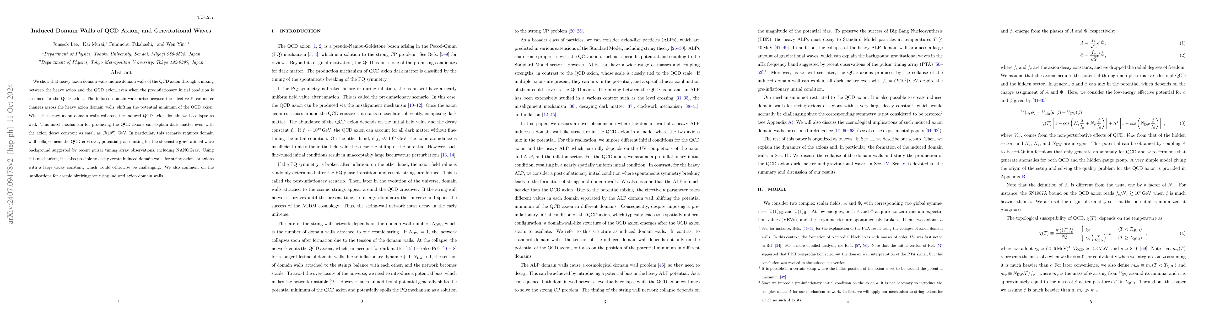 Thumbnail for Induced Domain Walls of QCD Axion, and Gravitational Waves
