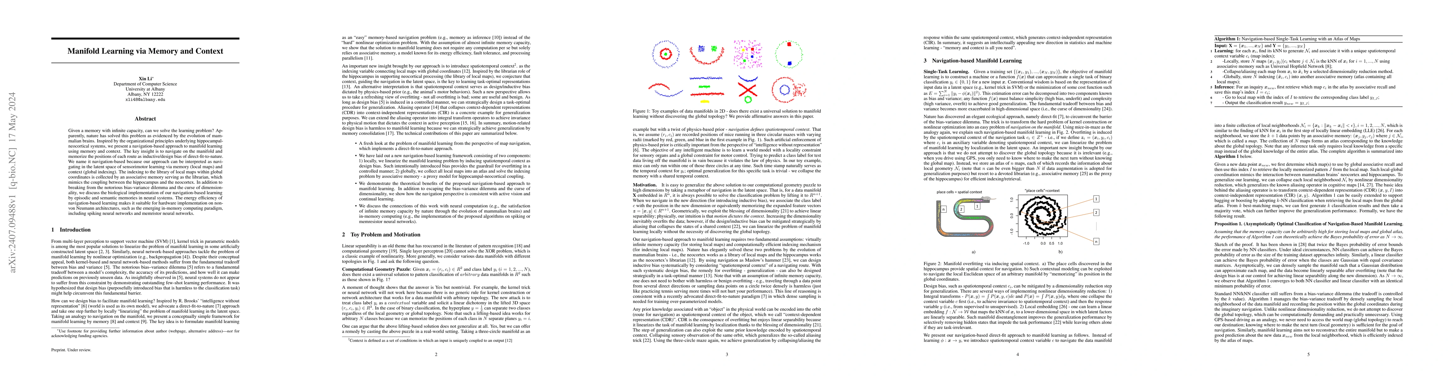 Thumbnail for Manifold Learning via Memory and Context